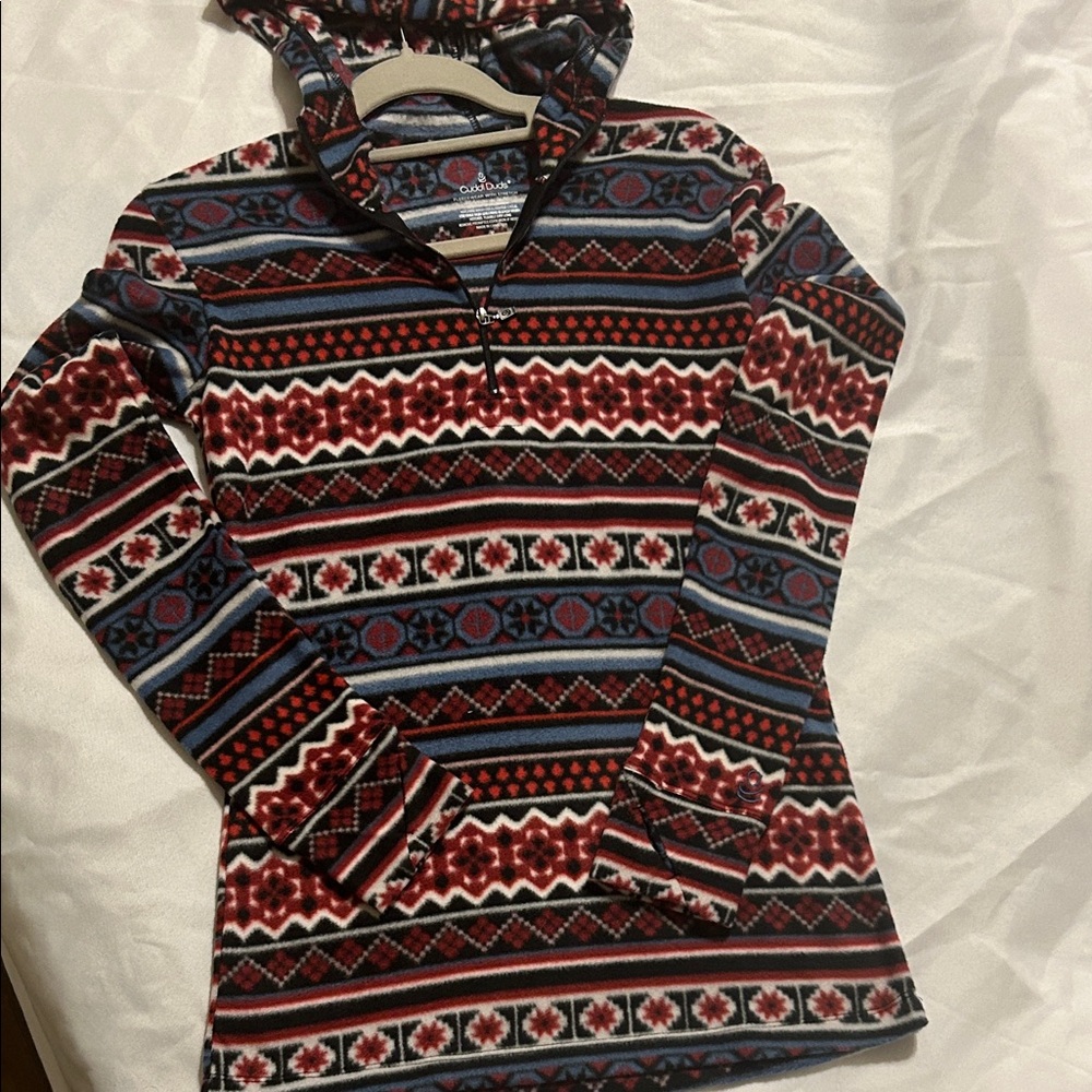 Cuddl Duds Fleecewear”, “thermal top layer”, “soft fleece”, “cozy”.